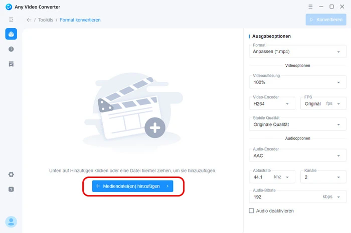 Videos zu Any Video Converter hinzufügen