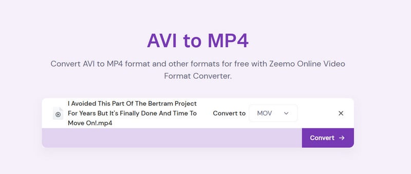 convert youtube to mov with zeemo