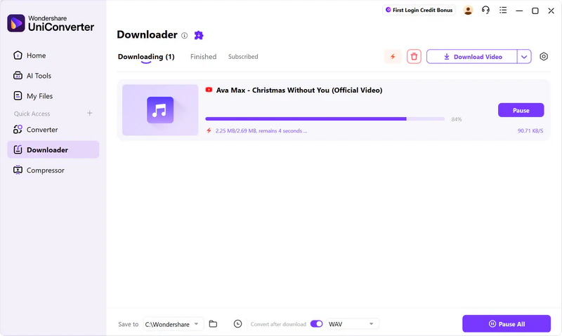 convert youtube to wav with uniconverter