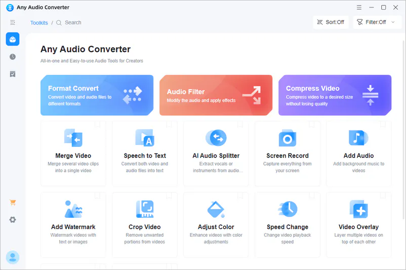 select a tool in any audio converter one