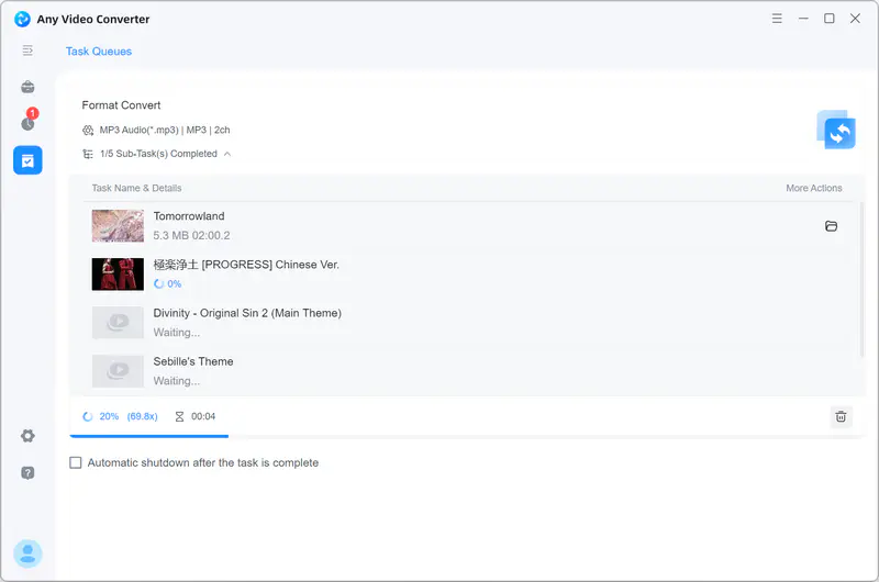 convert flac to mp3 with any video converter