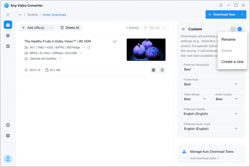 customize the output settings